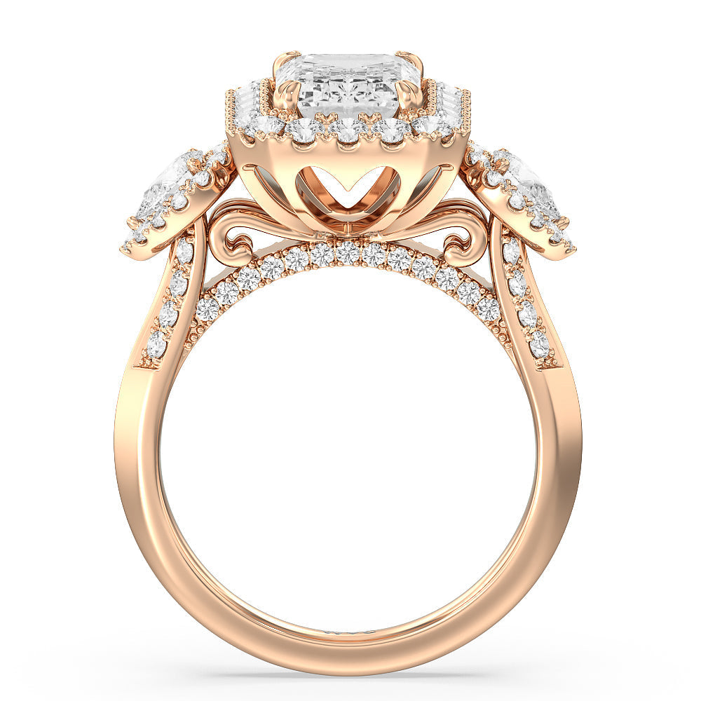 Emerald Cut The High Line Ring with Lab Grown Diamond in 14KT Rose Gold view 2
