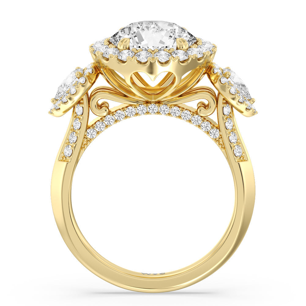 Round Cut The High Line Ring with Lab Grown Diamond in 14KT Yellow Gold view 2
