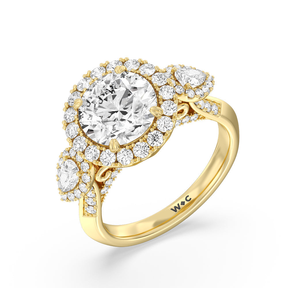 Round Cut The High Line Ring with Lab Grown Diamond in 14KT Yellow Gold view 3
