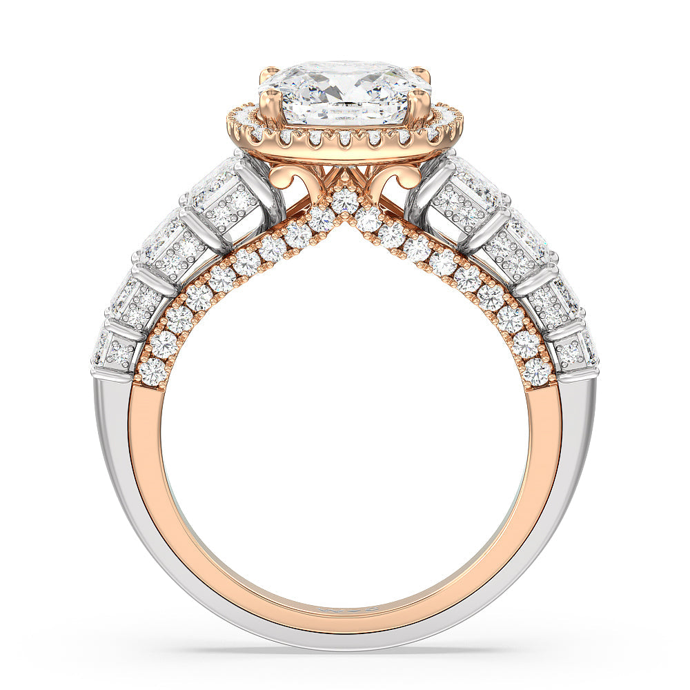 Cushion Cut The Plaza Ring with Lab Grown Diamond in 14KT White & Rose Gold view 2
