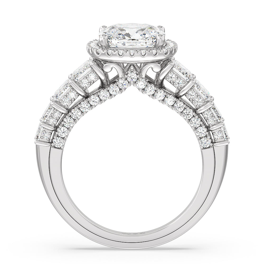 Cushion Cut The Plaza Ring with Lab Grown Diamond in 14KT Platinum view 2
