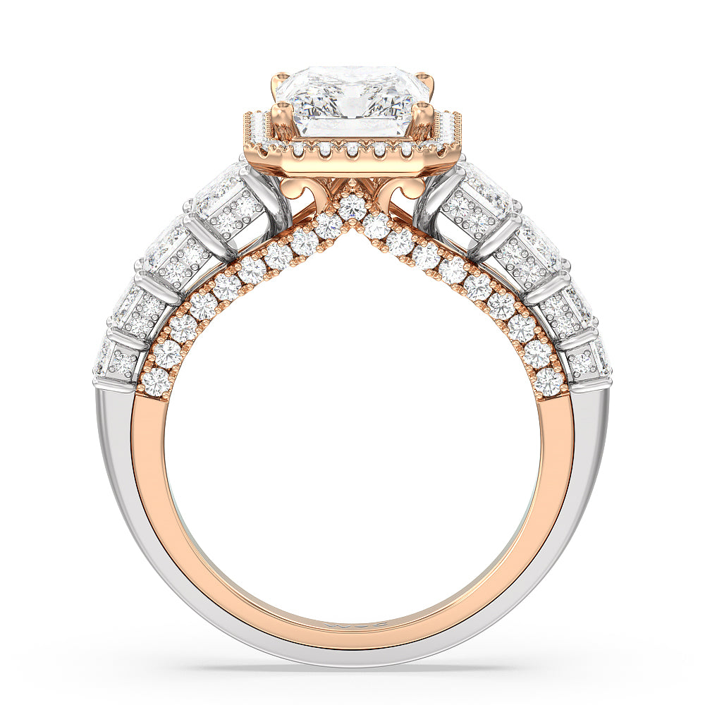 Radiant Cut The Plaza Ring with Lab Grown Diamond in 14KT White & Rose Gold view 2
