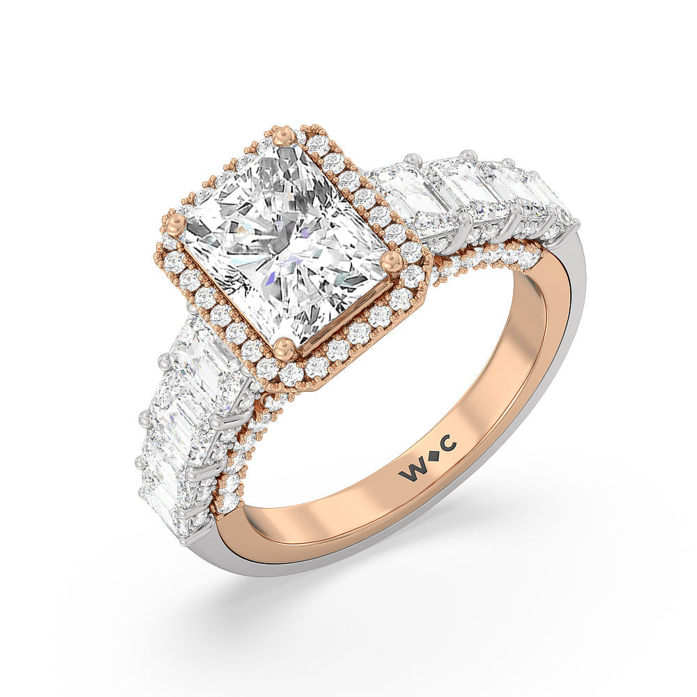 Radiant Cut The Plaza Ring with Lab Grown Diamond in 14KT White & Rose Gold view 3

