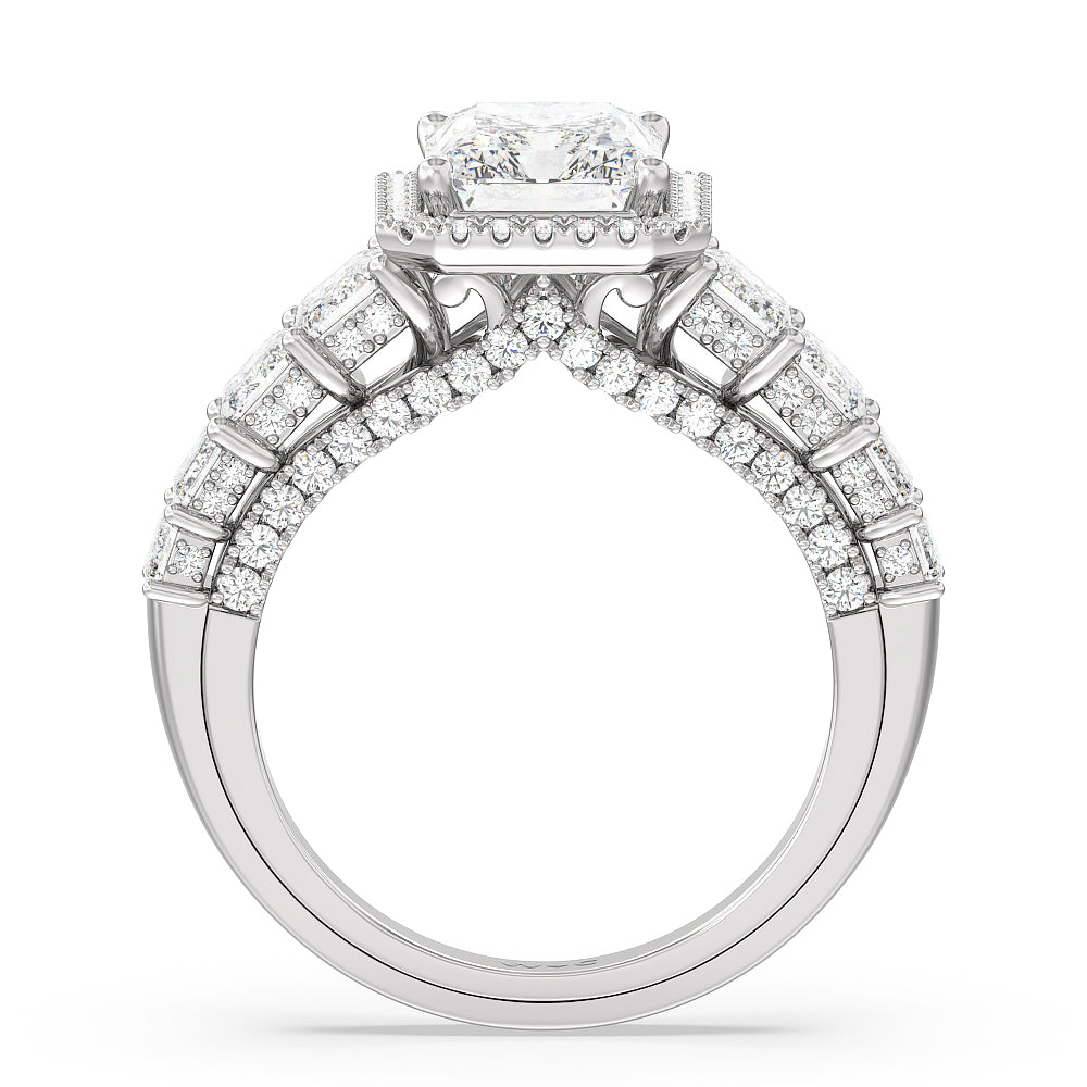 Radiant Cut The Plaza Ring with Lab Grown Diamond in 14KT Platinum view 2
