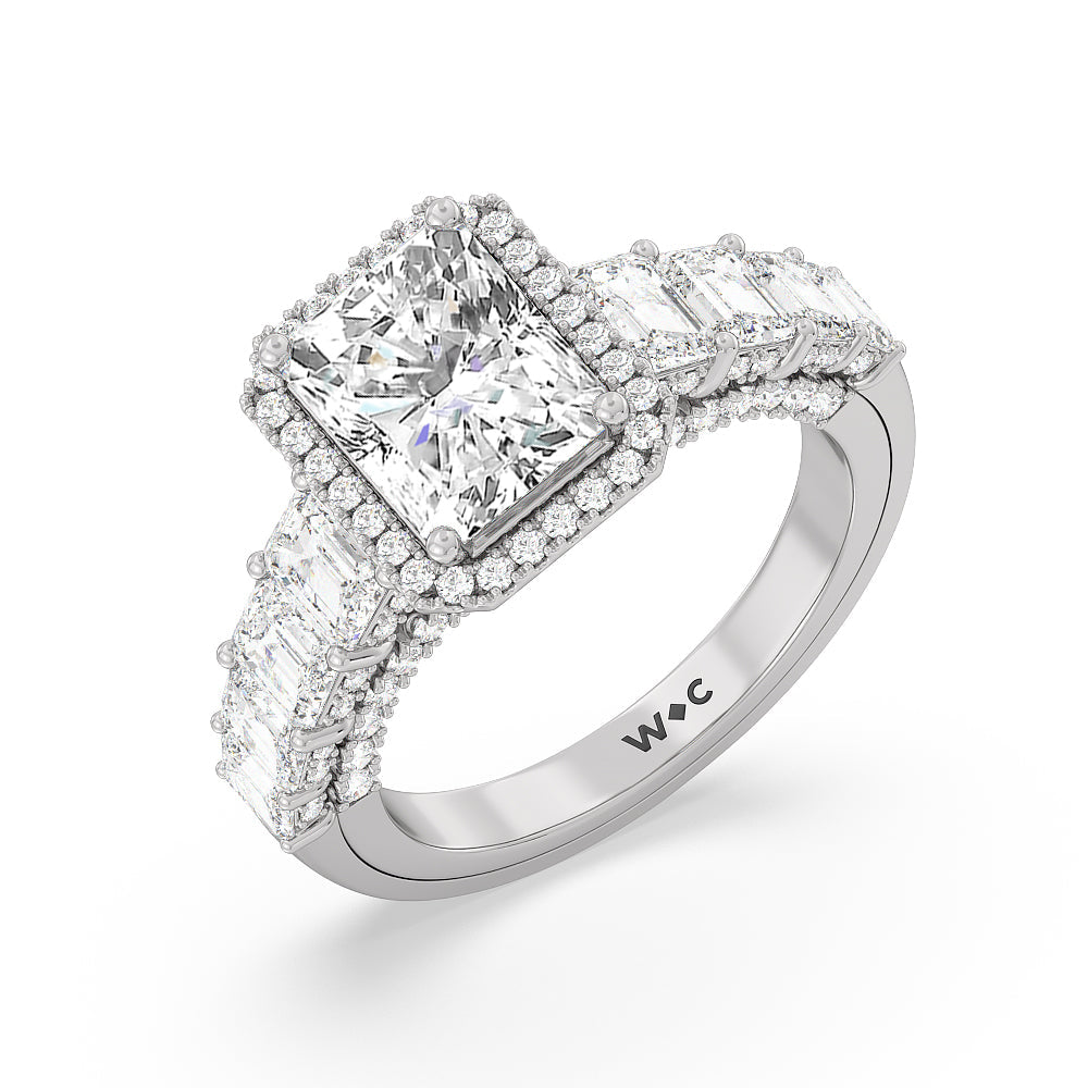 Radiant Cut The Plaza Ring with Lab Grown Diamond in 14KT Platinum view 3
