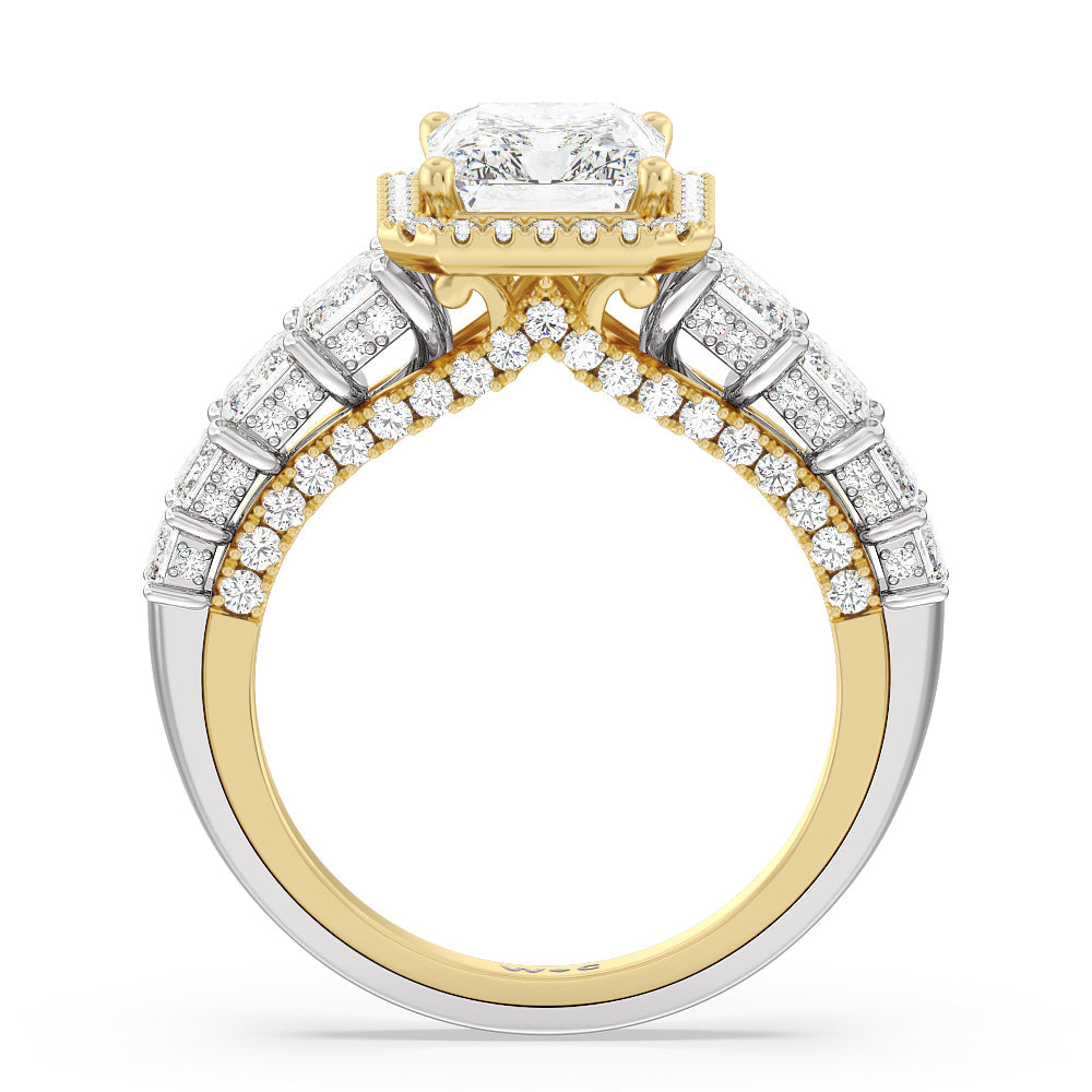 Radiant Cut The Plaza Ring with Lab Grown Diamond in 14KT White & Yellow Gold view 2
