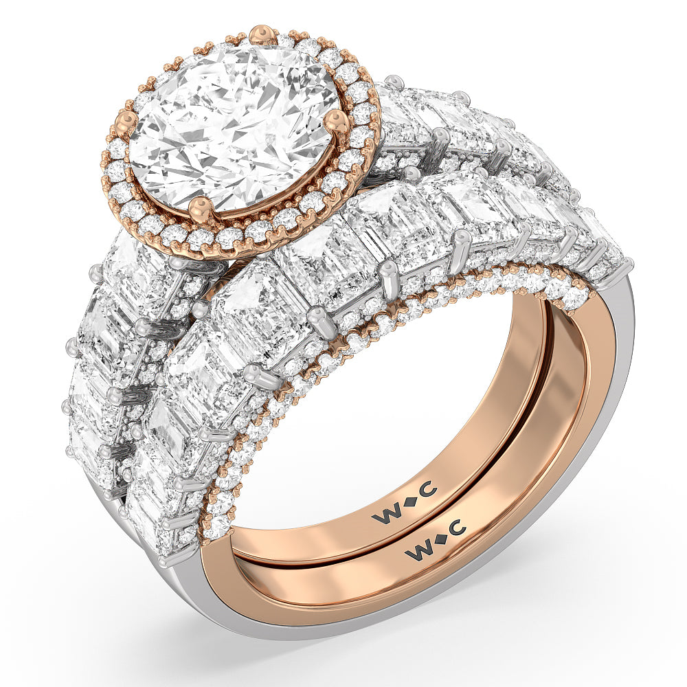 The Plaza Diamond Band with 18KT White & Rose Gold Cut Diamond in 14KT White & Rose Gold view 4
