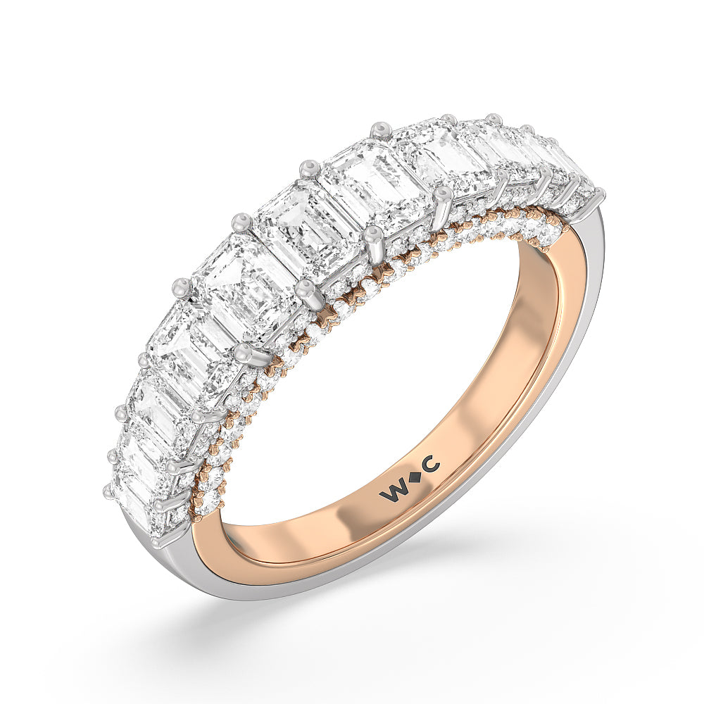 The Plaza Diamond Band with 18KT White & Rose Gold Cut Diamond in 14KT White & Rose Gold view 3
