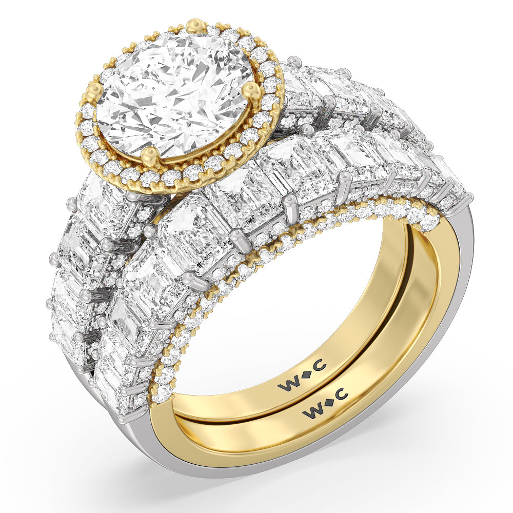 The Plaza Diamond Band with 18KT White & Yellow Gold Cut Diamond in 14KT White & Yellow Gold view 4
