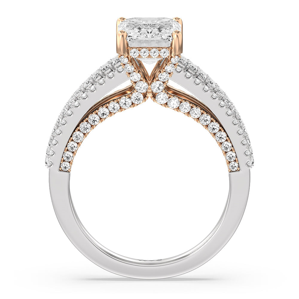 Emerald Cut The Tribeca Ring with Lab Grown Diamond in 14KT White & Rose Gold view 2
