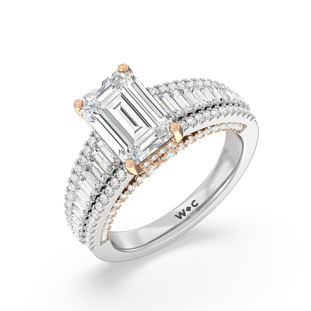 Emerald Cut The Tribeca Ring with Lab Grown Diamond in 14KT White & Rose Gold view 3
