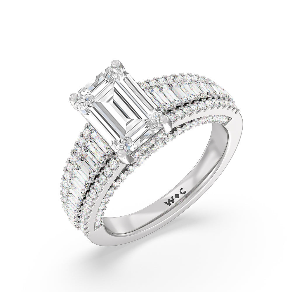 Emerald Cut The Tribeca Ring with Lab Grown Diamond in 14KT Platinum view 3
