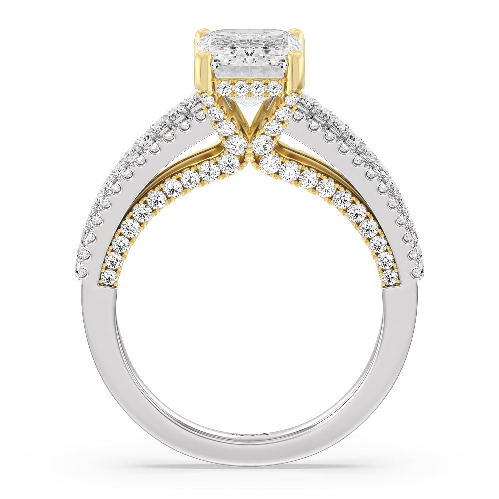 Emerald Cut The Tribeca Ring with Lab Grown Diamond in 14KT White & Yellow Gold view 2
