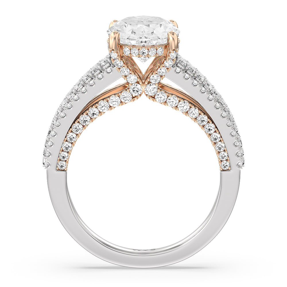 Oval Cut The Tribeca Ring with Lab Grown Diamond in 14KT White & Rose Gold view 2

