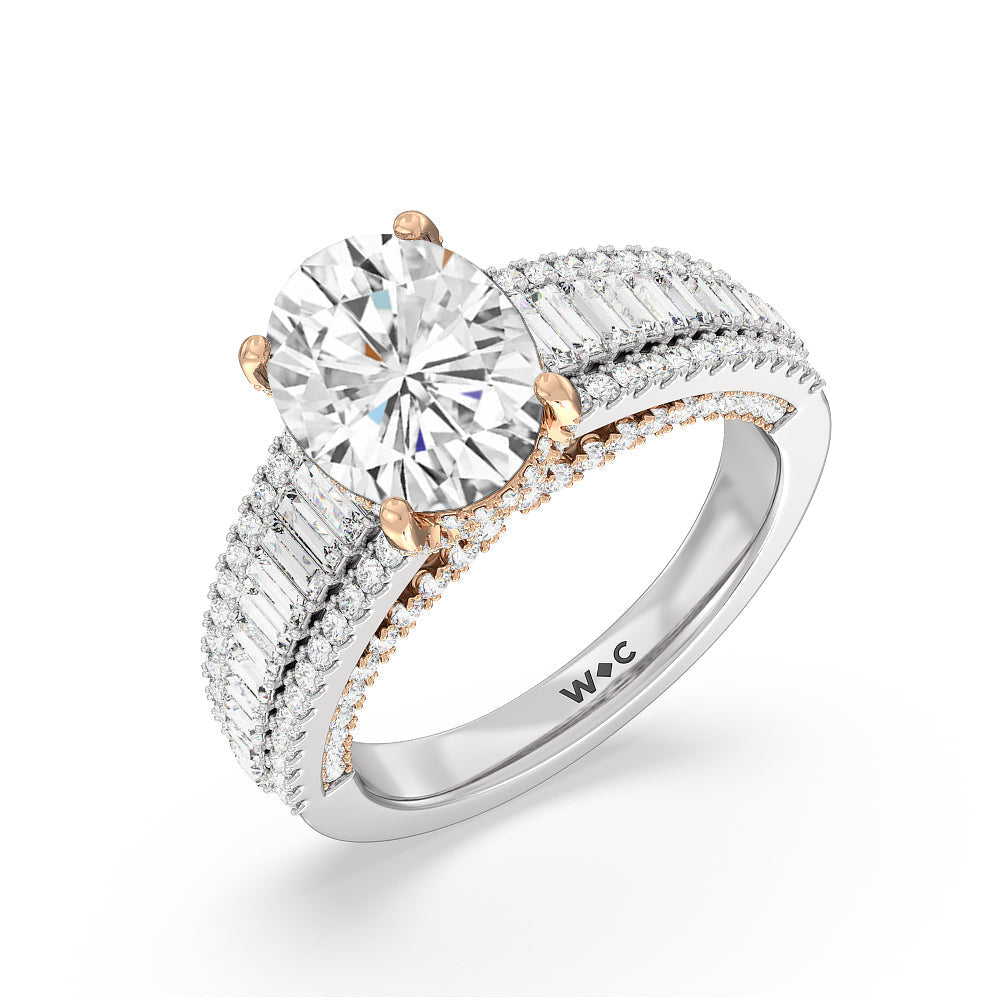 Oval Cut The Tribeca Ring with Lab Grown Diamond in 14KT White & Rose Gold view 3

