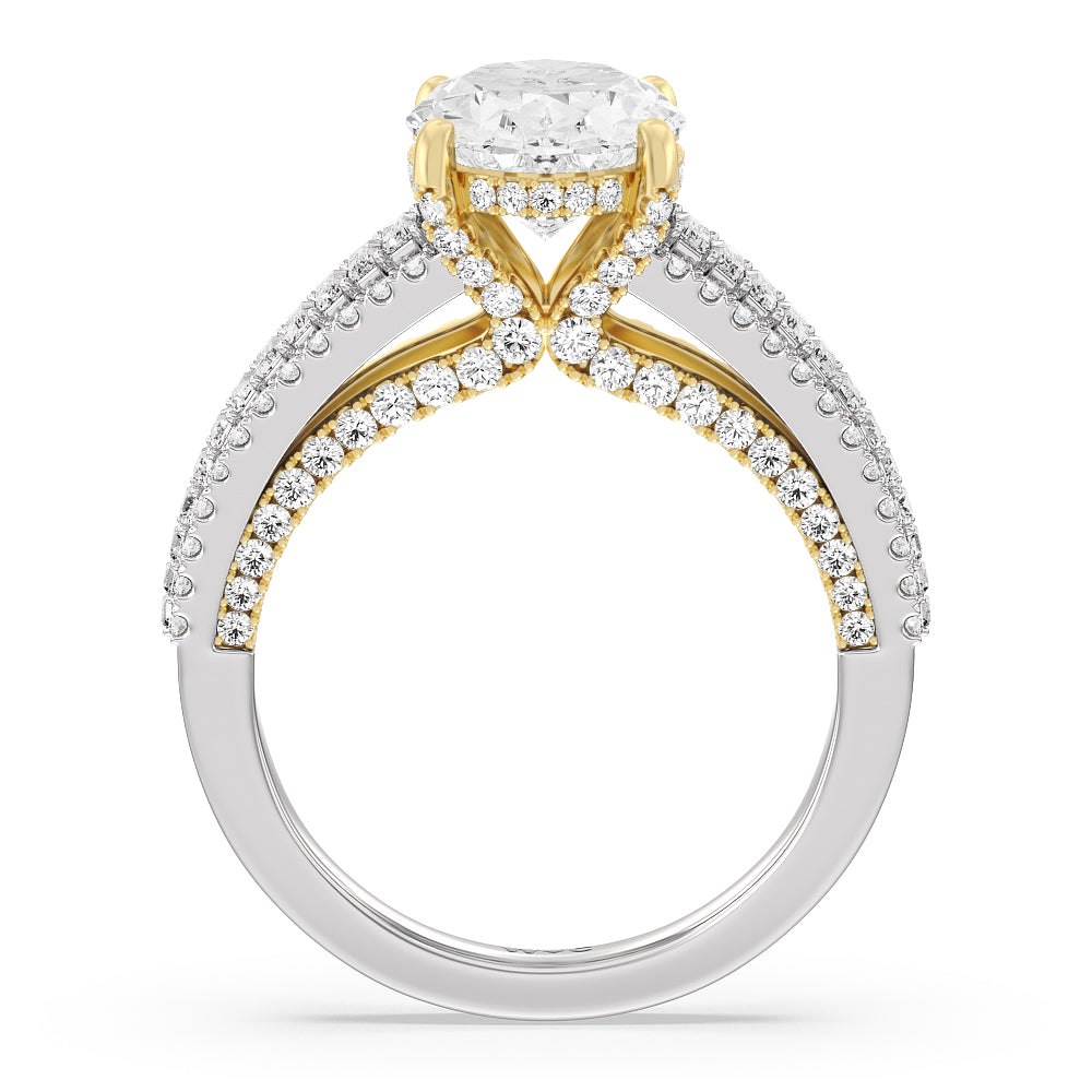 Oval Cut The Tribeca Ring with Lab Grown Diamond in 14KT White & Yellow Gold view 2
