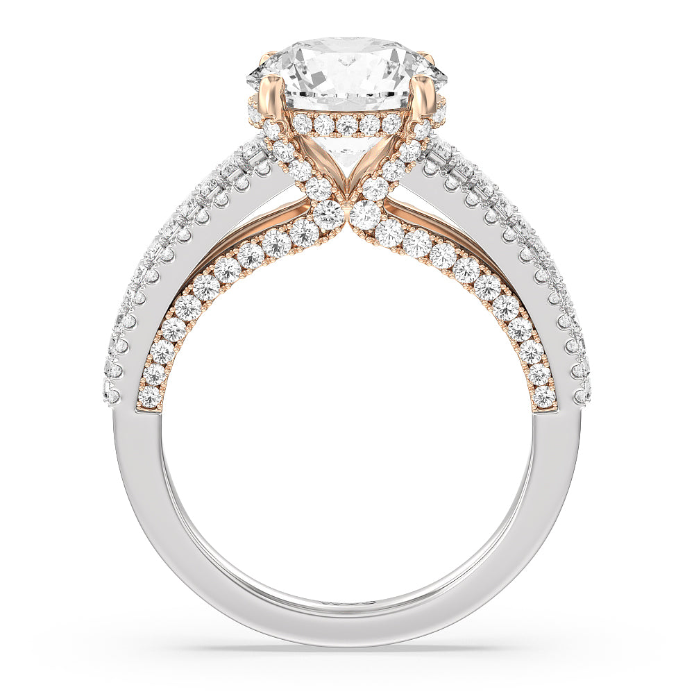 Round Cut The Tribeca Ring with Lab Grown Diamond in 14KT White & Rose Gold view 2
