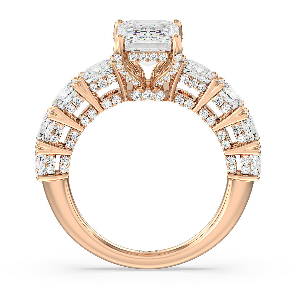 Emerald Cut The Manhattan Ring with Lab Grown Diamond in 14KT Rose Gold view 2
