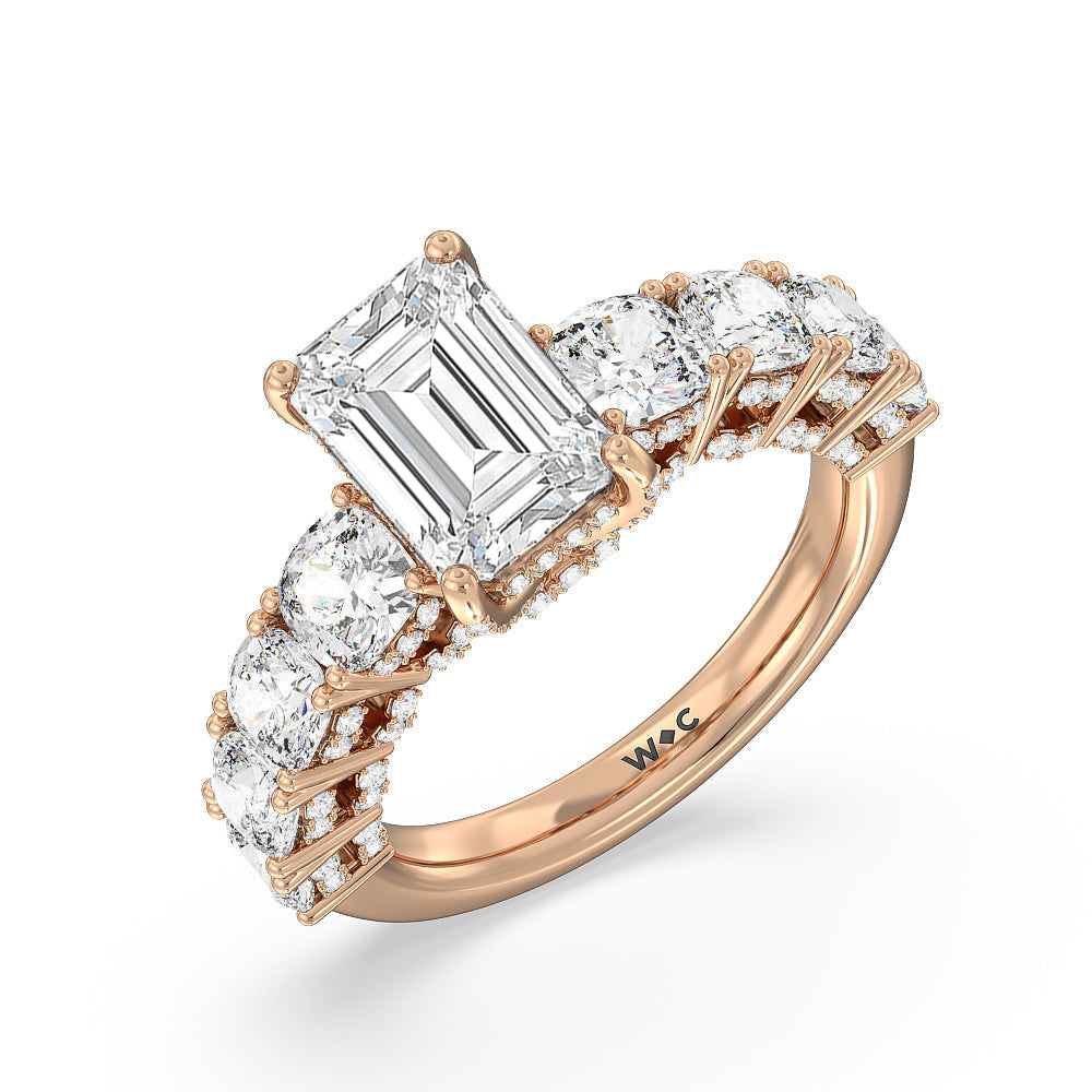Emerald Cut The Manhattan Ring with Lab Grown Diamond in 14KT Rose Gold view 3
