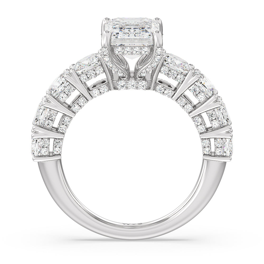 Emerald Cut The Manhattan Ring with Lab Grown Diamond in 14KT Platinum view 2
