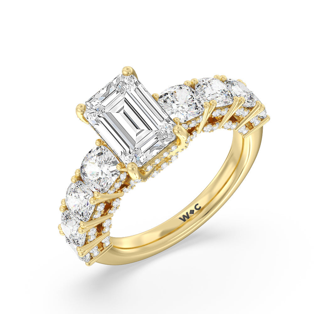 Emerald Cut The Manhattan Ring with Lab Grown Diamond in 14KT Yellow Gold view 3
