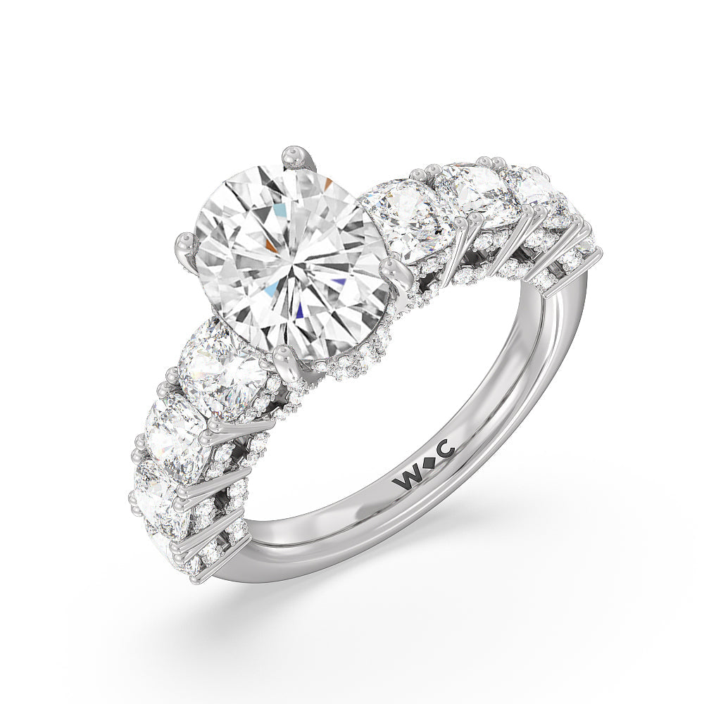 Oval Cut The Manhattan Ring with Lab Grown Diamond in 14KT Platinum view 3
