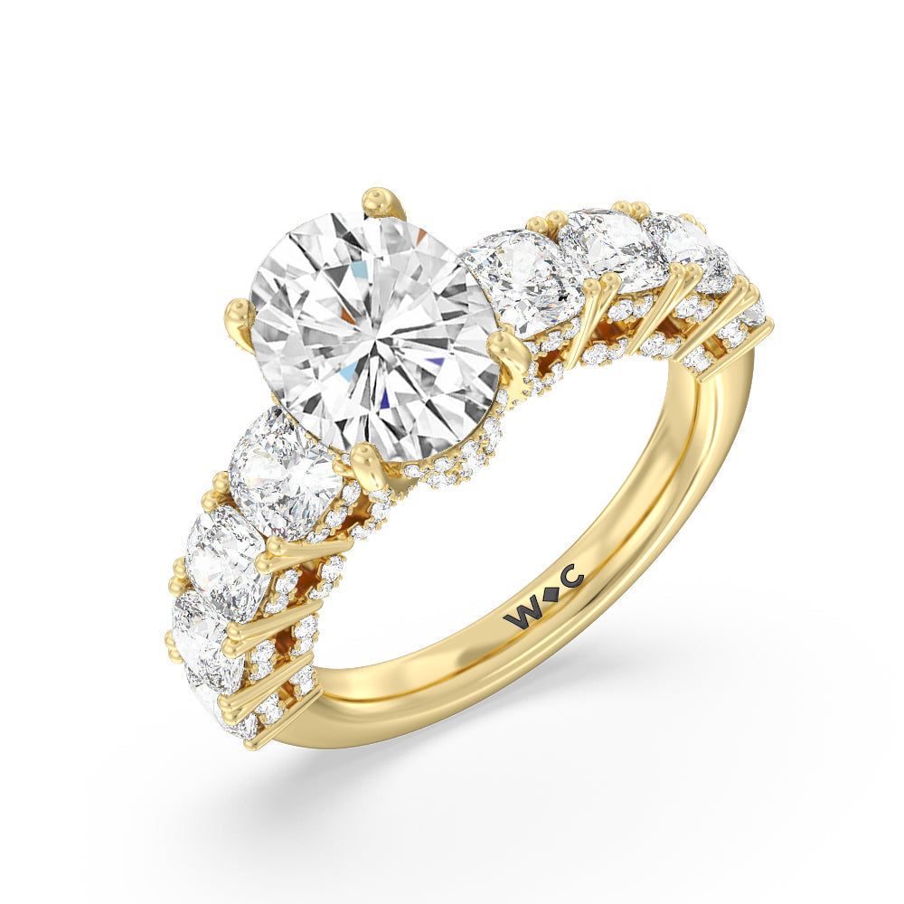 Oval Cut The Manhattan Ring with Lab Grown Diamond in 14KT Yellow Gold view 3
