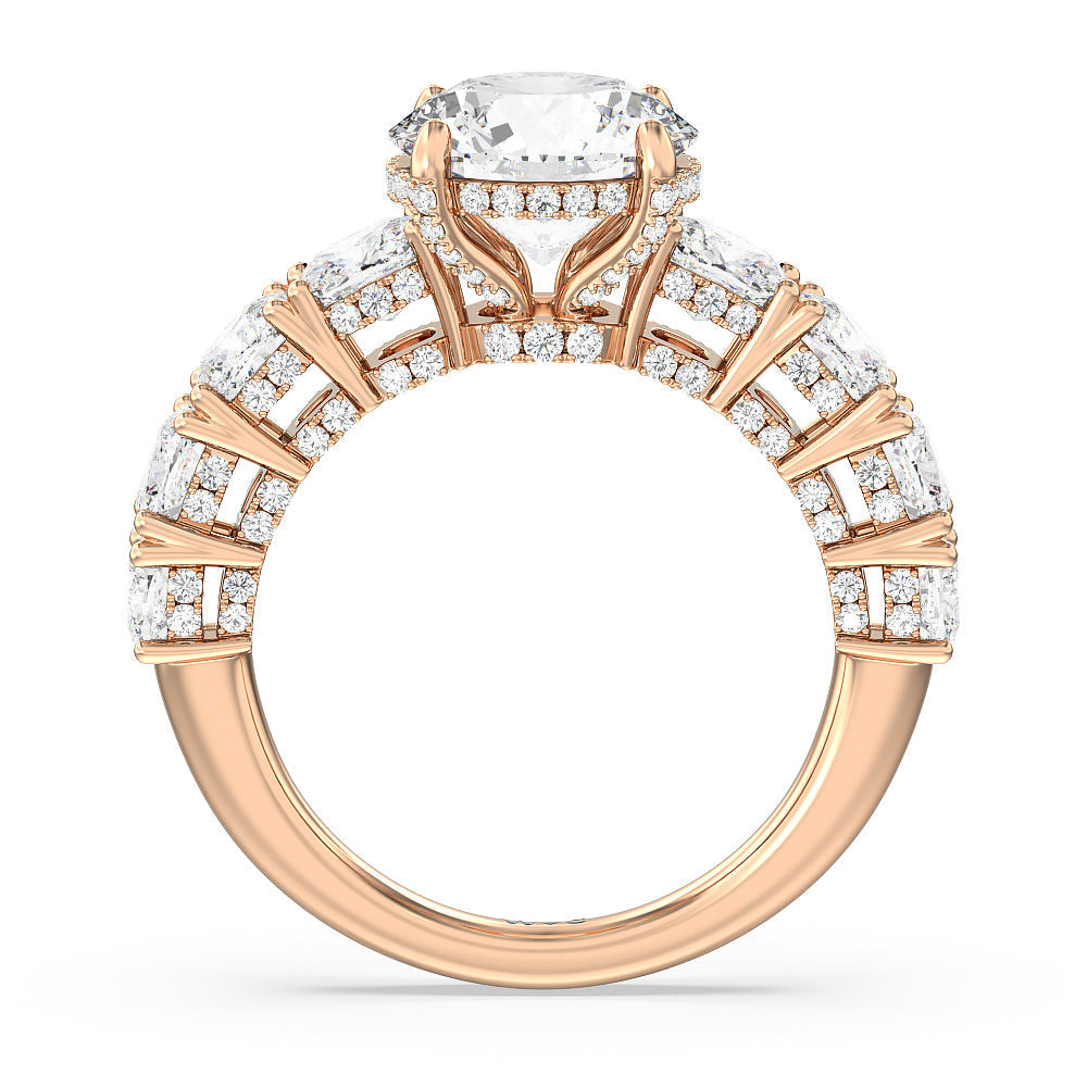 Round Cut The Manhattan Ring with Lab Grown Diamond in 14KT Rose Gold view 2

