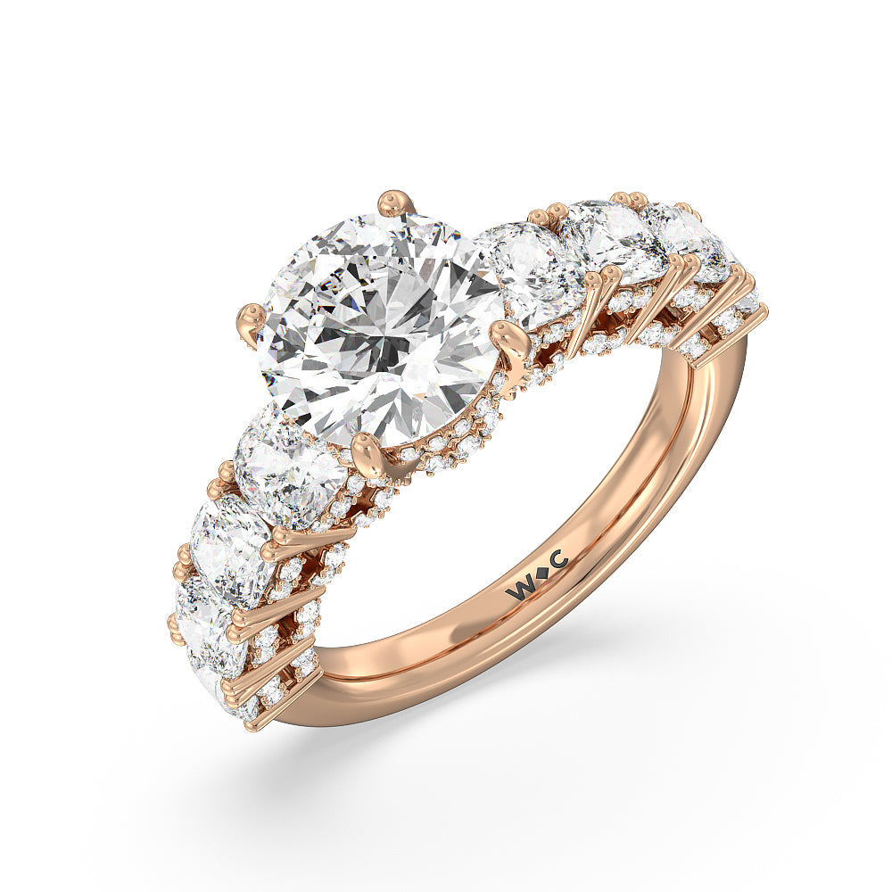Round Cut The Manhattan Ring with Lab Grown Diamond in 14KT Rose Gold view 3

