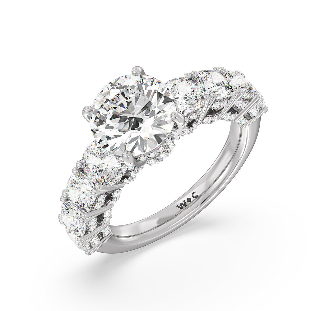 Round Cut The Manhattan Ring with Lab Grown Diamond in 14KT Platinum view 3
