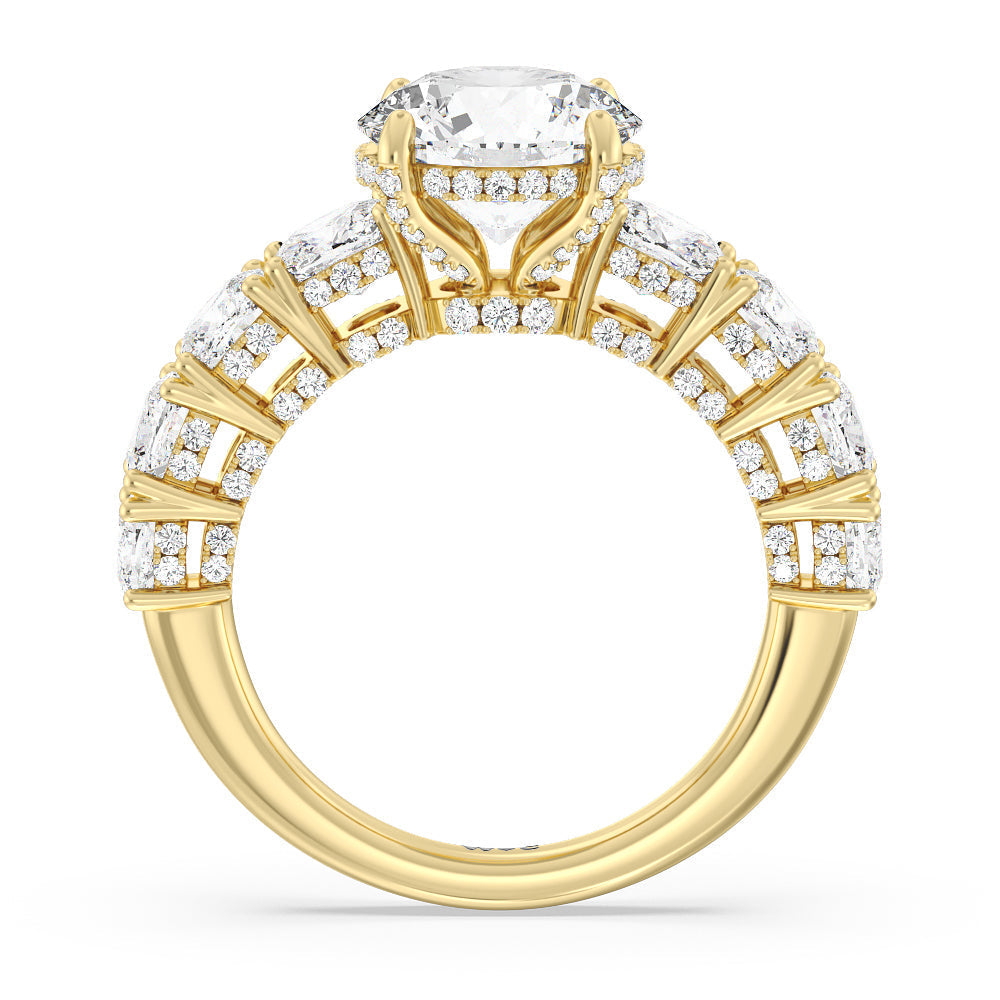 Round Cut The Manhattan Ring with Lab Grown Diamond in 14KT Yellow Gold view 2

