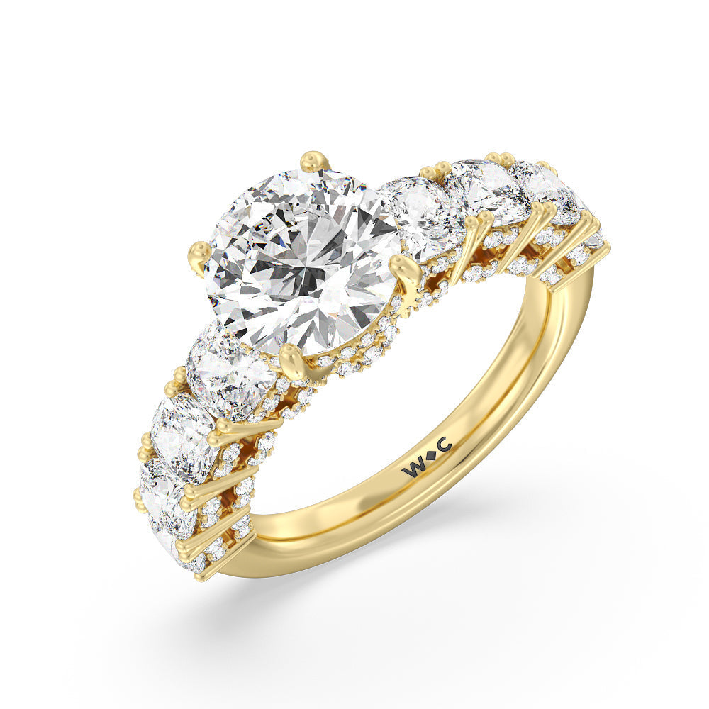 Round Cut The Manhattan Ring with Lab Grown Diamond in 14KT Yellow Gold view 3
