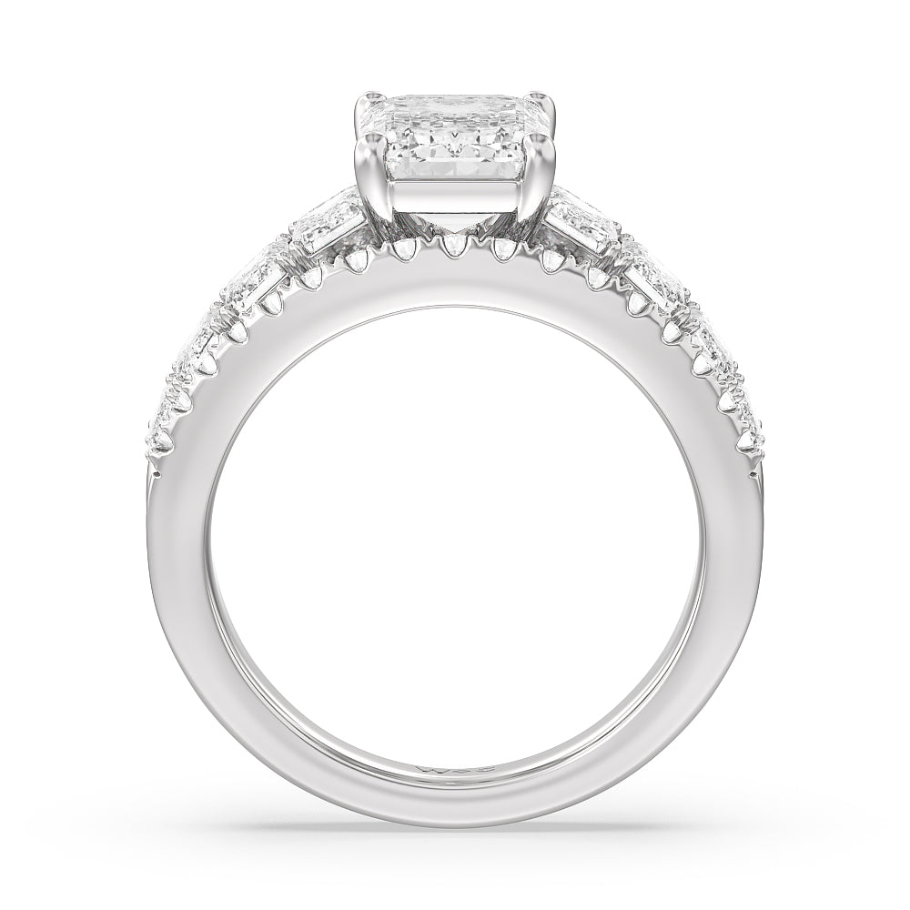 Emerald Cut The Skyline Ring with Lab Grown Diamond in 14KT Platinum view 2
