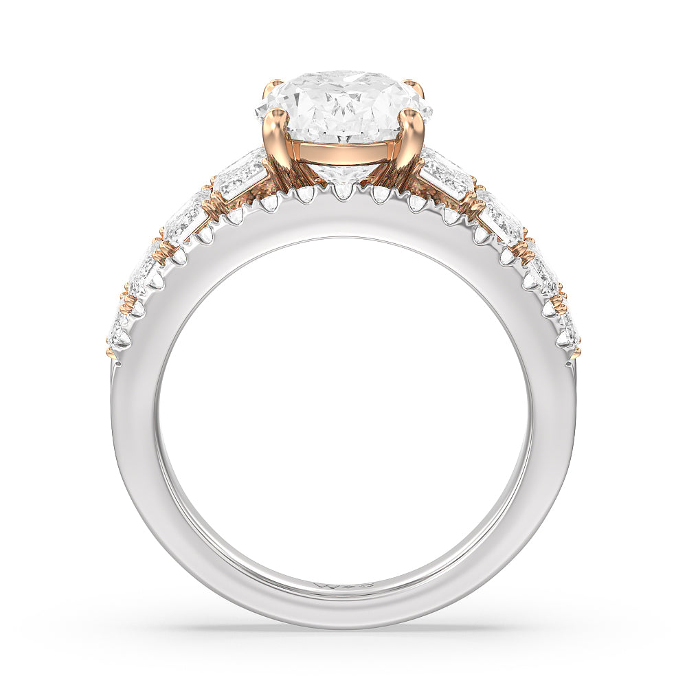 Oval Cut The Skyline Ring with Lab Grown Diamond in 14KT White & Rose Gold view 2
