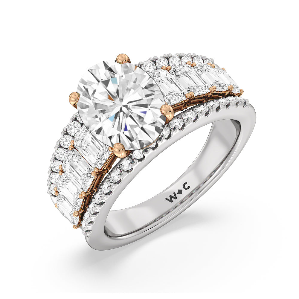 Oval Cut The Skyline Ring with Lab Grown Diamond in 14KT White & Rose Gold view 3

