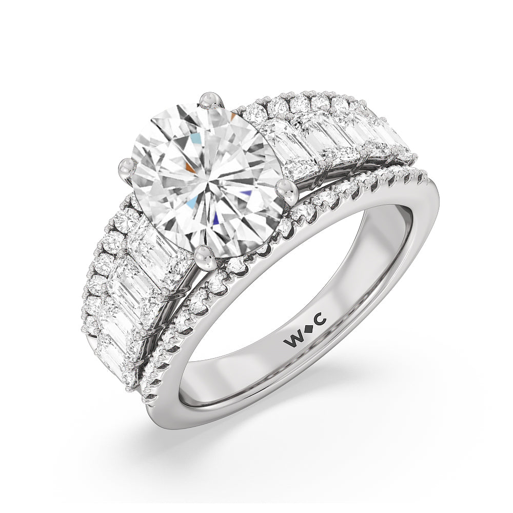 Oval Cut The Skyline Ring with Lab Grown Diamond in 14KT Platinum view 3
