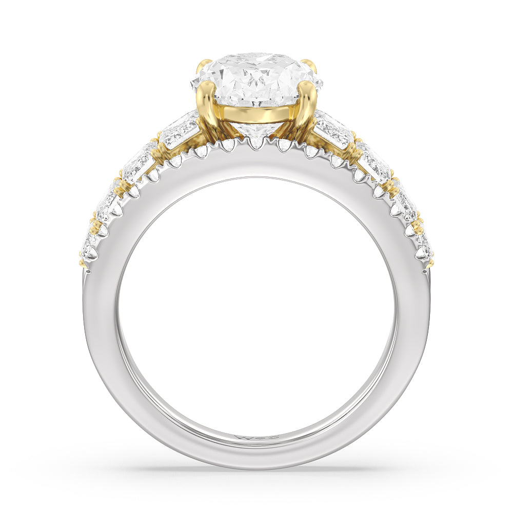 Oval Cut The Skyline Ring with Lab Grown Diamond in 14KT White & Yellow Gold view 2
