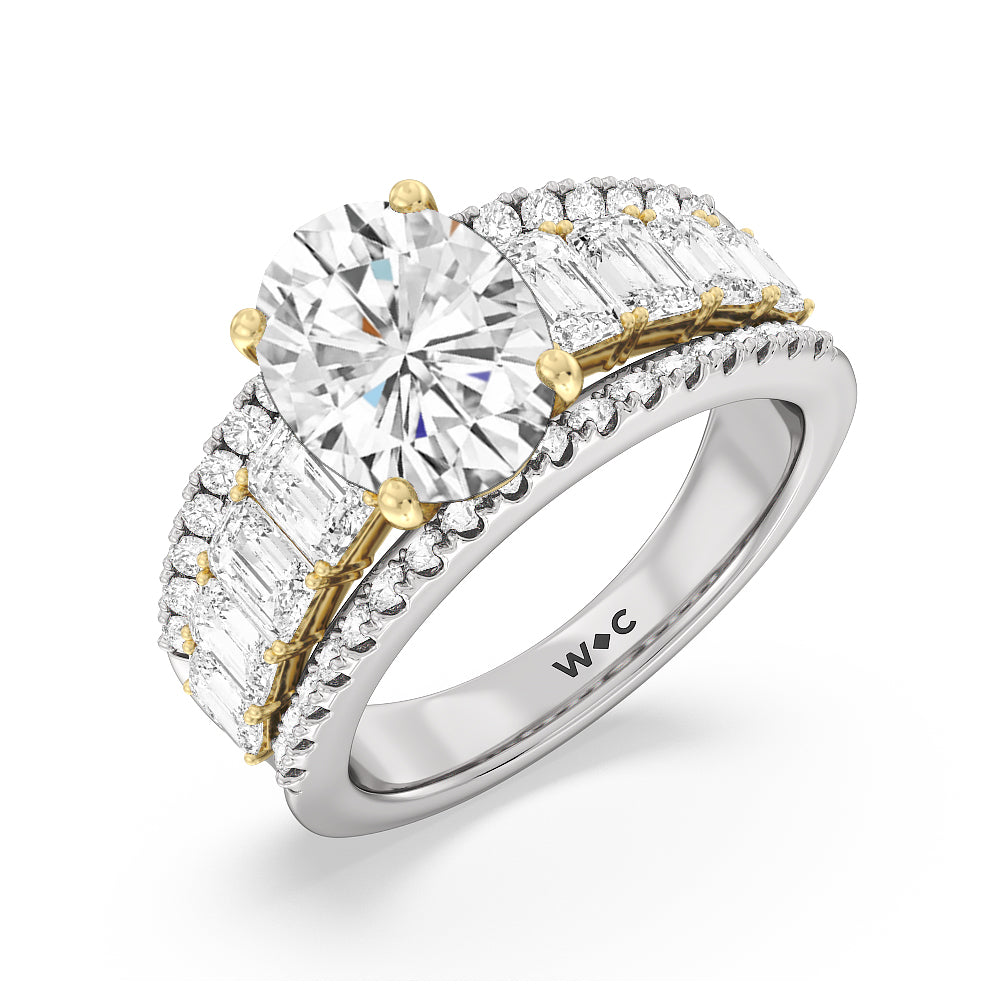 Oval Cut The Skyline Ring with Lab Grown Diamond in 14KT White & Yellow Gold view 3
