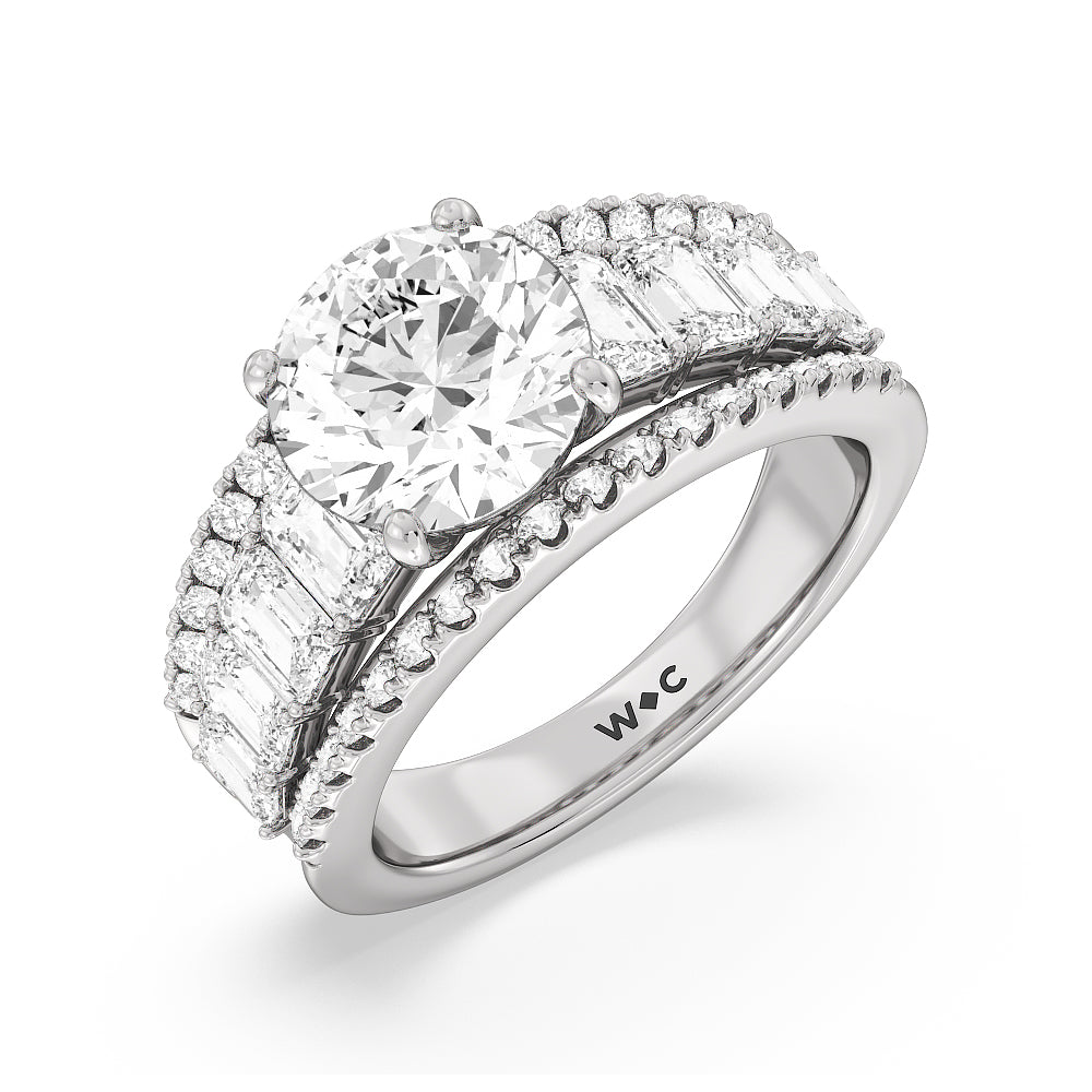 Round Cut The Skyline Ring with Lab Grown Diamond in 14KT Platinum view 3
