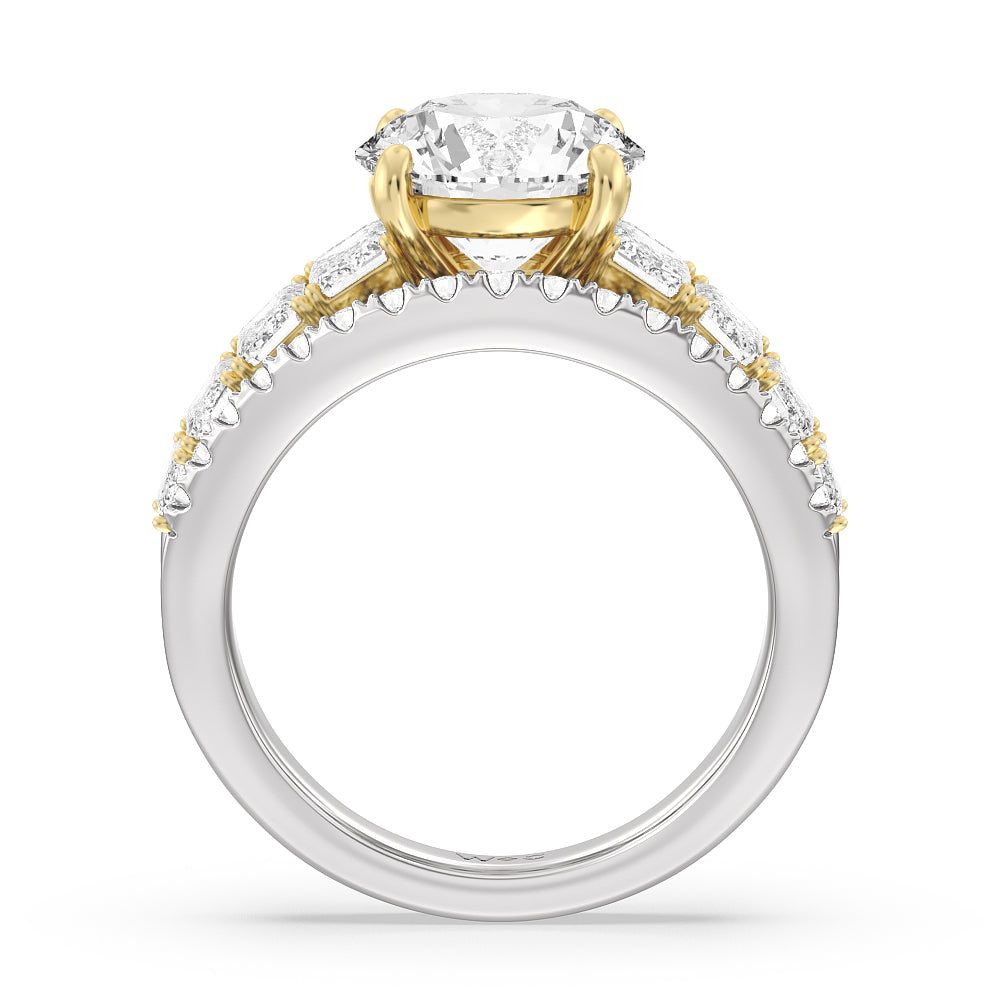 Round Cut The Skyline Ring with Lab Grown Diamond in 14KT White & Yellow Gold view 2
