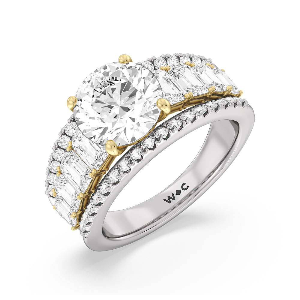 Round Cut The Skyline Ring with Lab Grown Diamond in 14KT White & Yellow Gold view 3
