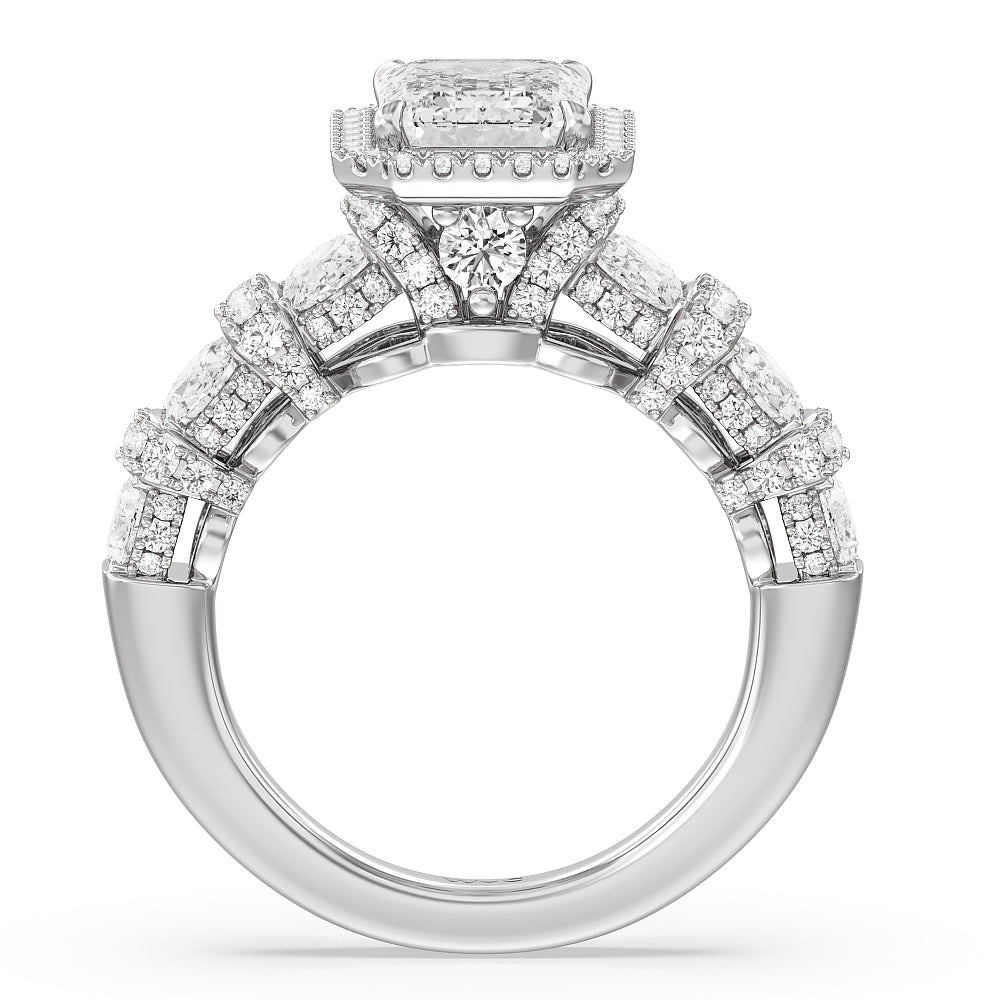 Emerald Cut The Carnegie Ring with Lab Grown Diamond in 14KT Platinum view 2
