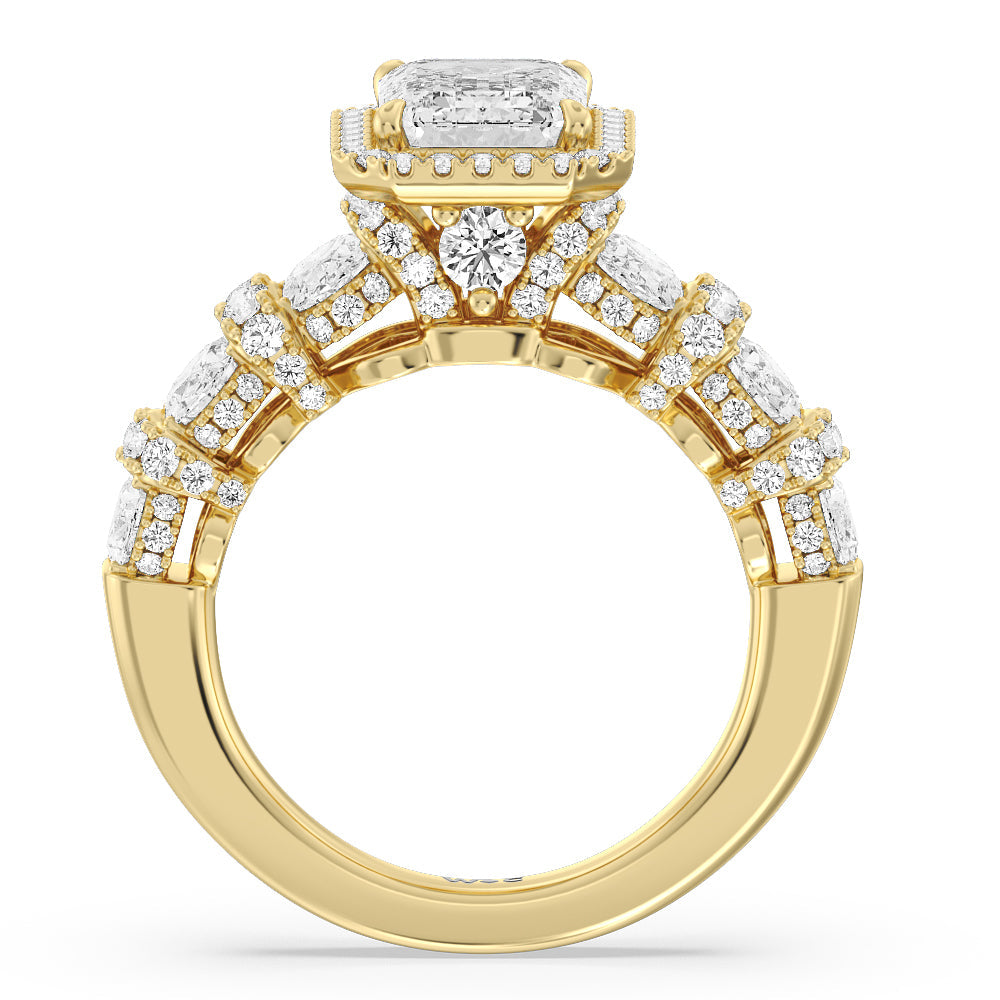 Emerald Cut The Carnegie Ring with Lab Grown Diamond in 14KT Yellow Gold view 2
