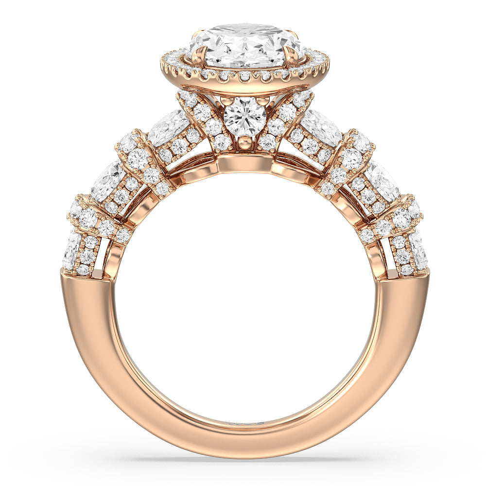 Oval Cut The Carnegie Ring with Lab Grown Diamond in 14KT Rose Gold view 2
