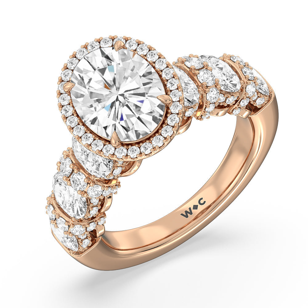 Oval Cut The Carnegie Ring with Lab Grown Diamond in 14KT Rose Gold view 3
