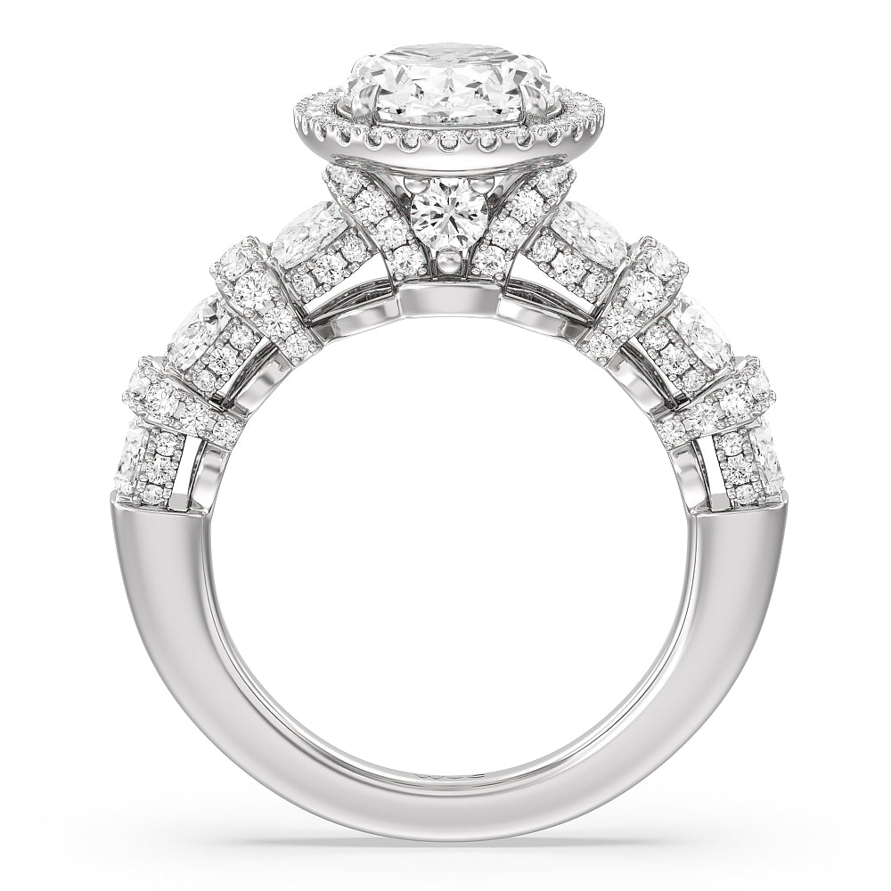 Oval Cut The Carnegie Ring with Lab Grown Diamond in 14KT Platinum view 2
