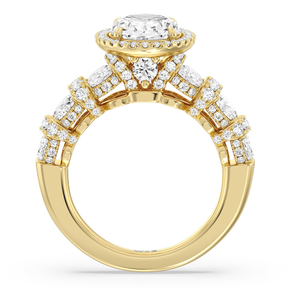 Oval Cut The Carnegie Ring with Lab Grown Diamond in 14KT Yellow Gold view 2
