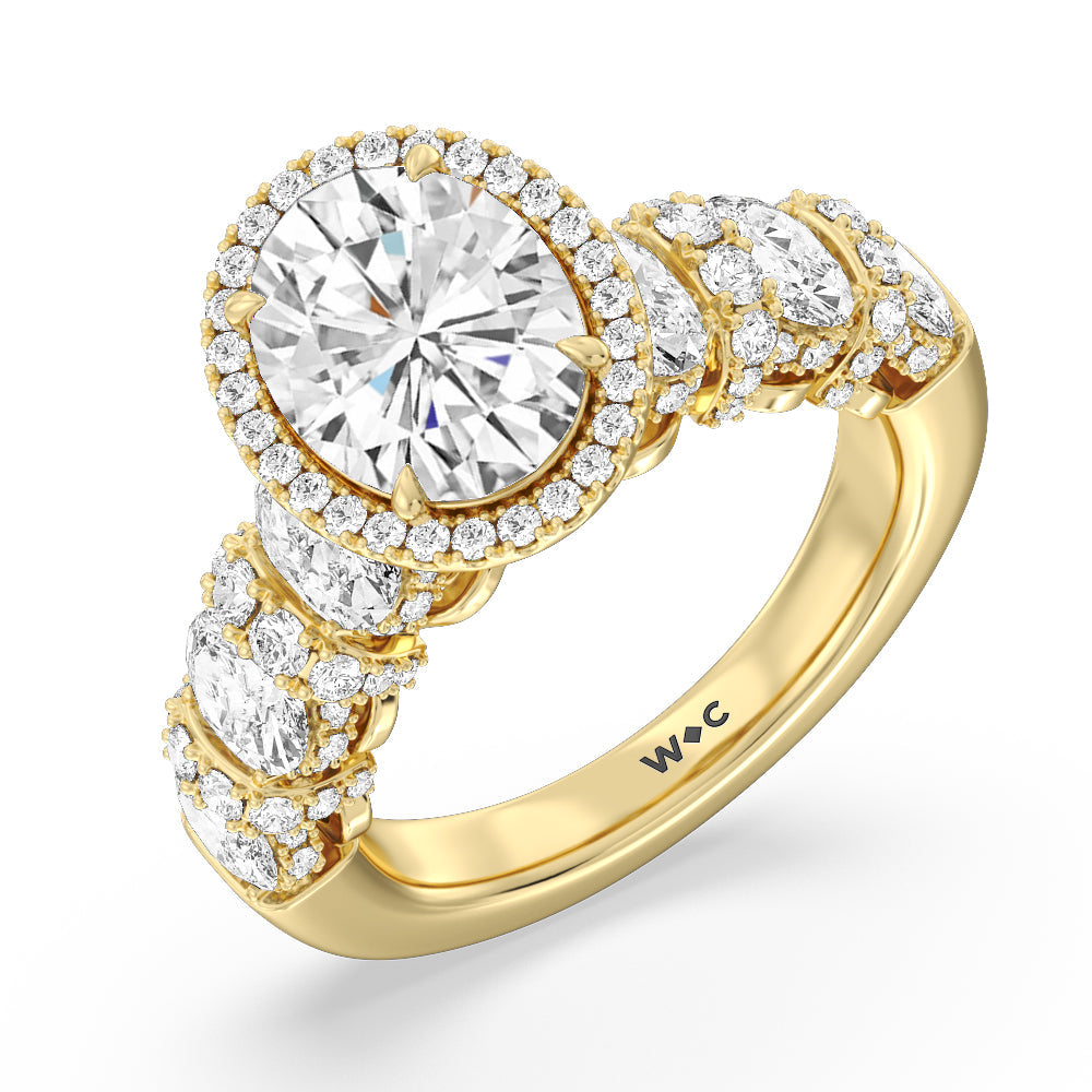 Oval Cut The Carnegie Ring with Lab Grown Diamond in 14KT Yellow Gold view 3
