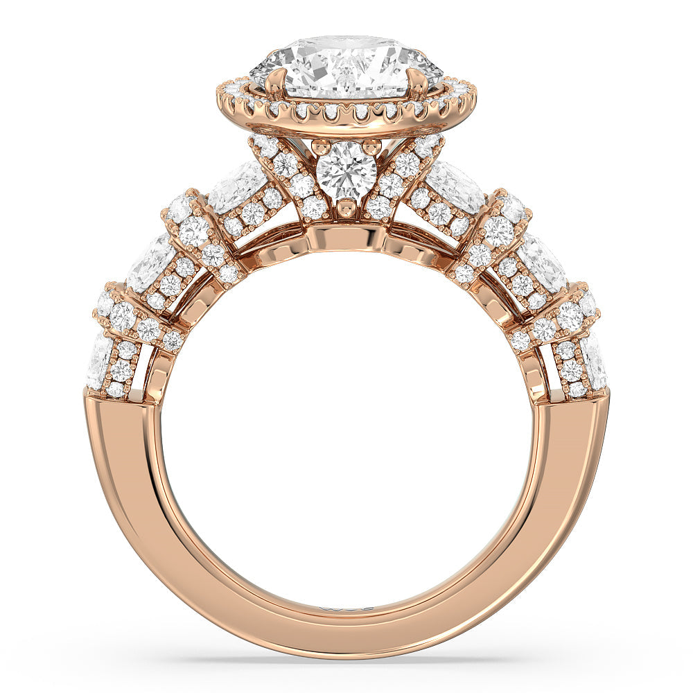 Round Cut The Carnegie Ring with Lab Grown Diamond in 14KT Rose Gold view 2
