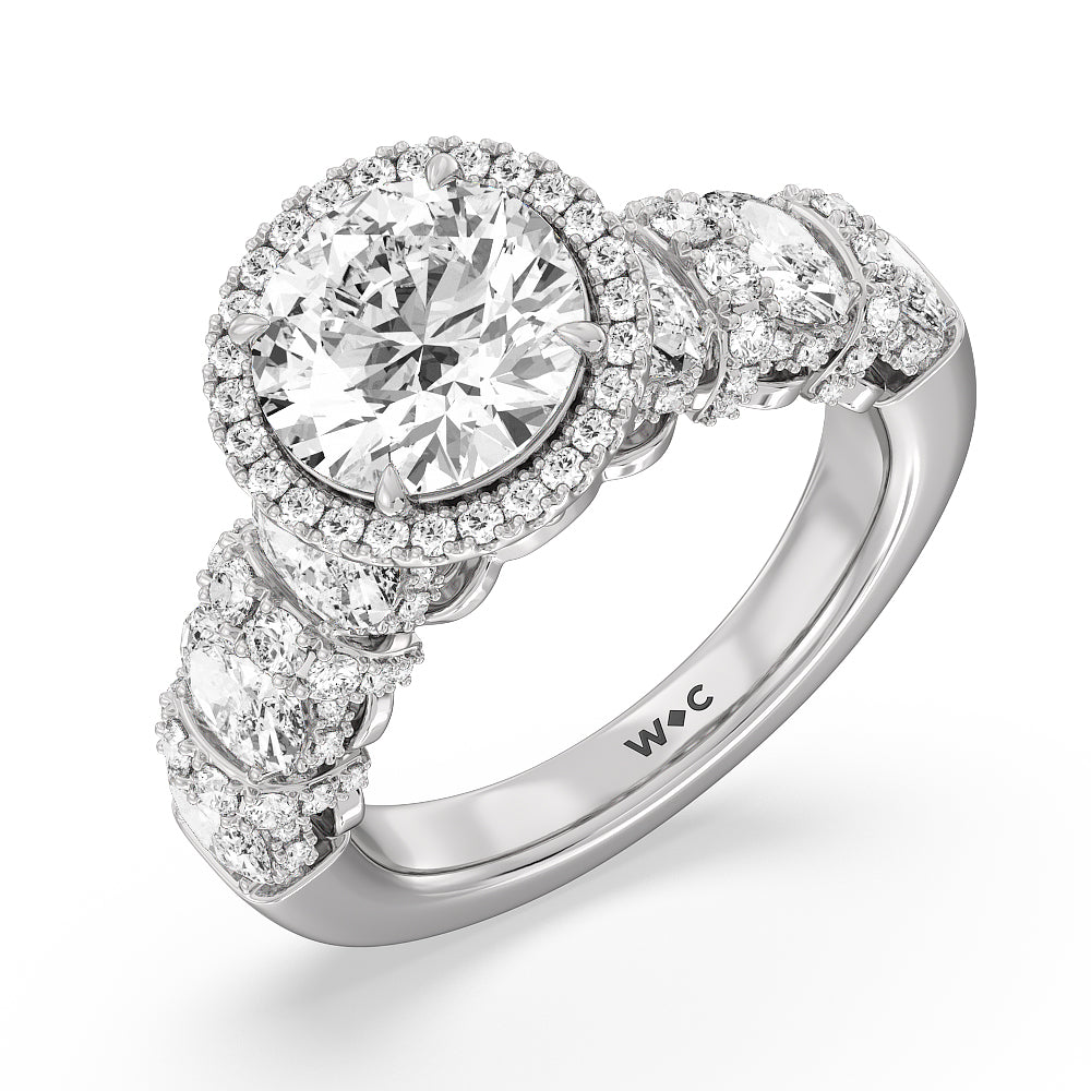 Round Cut The Carnegie Ring with Lab Grown Diamond in 14KT Platinum view 3
